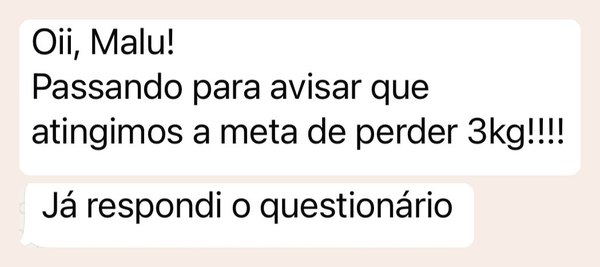 Mensagem de paciente da Malu