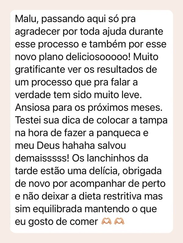 Mensagem de paciente da Malu
